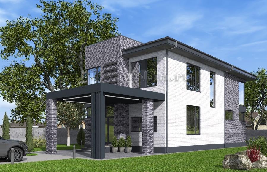 Двухэтажный дом с кухней-гостиной, гостевой спальней, балконом и тремя спальнями